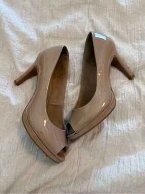 CL by Laundry Nude Patent Peep-Toe Heels